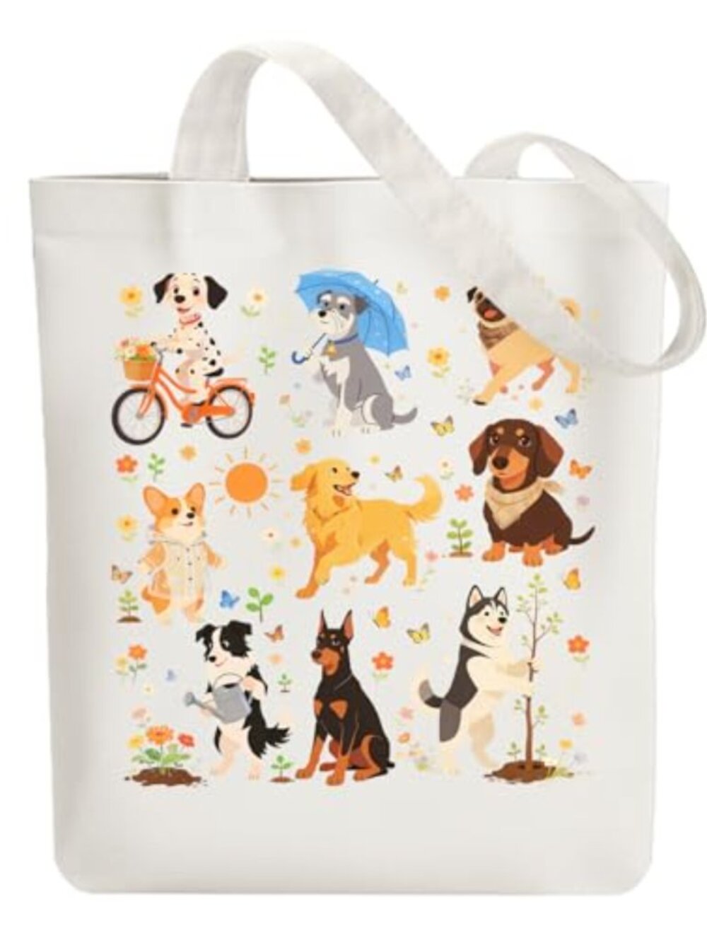 Canvas Tote Bag for Women Durable Reusable Cotton Shopping Bag with Zip Pockets